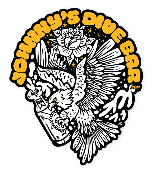 Johnny's Dive Bar Drinkin' Eagle sticker