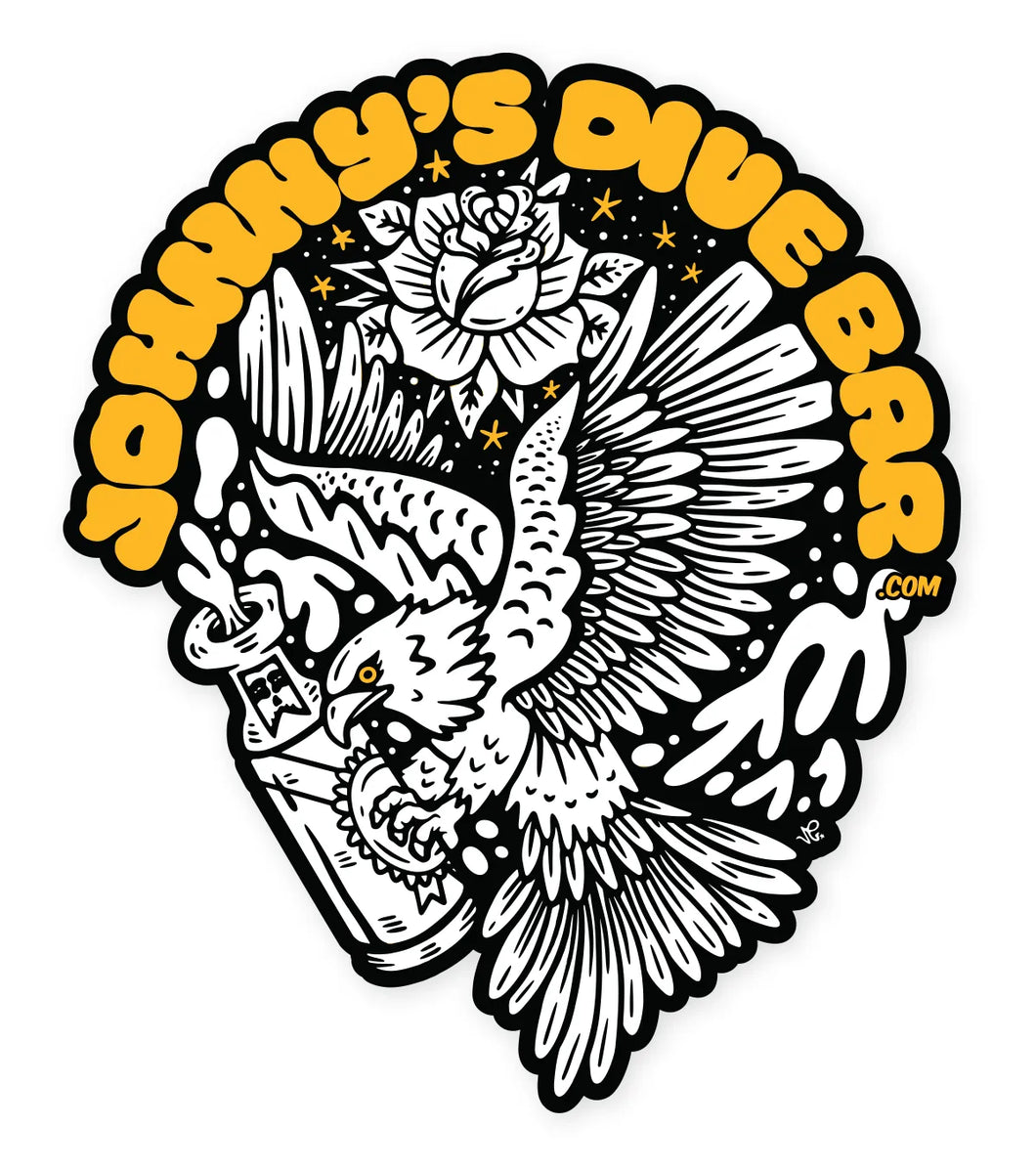 Johnny's Dive Bar Drinkin' Eagle sticker
